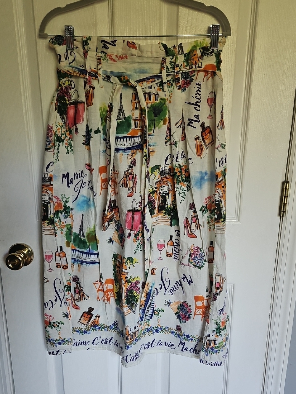 Her Destiny Paris Linen Cotton Vacation  Design Skirt